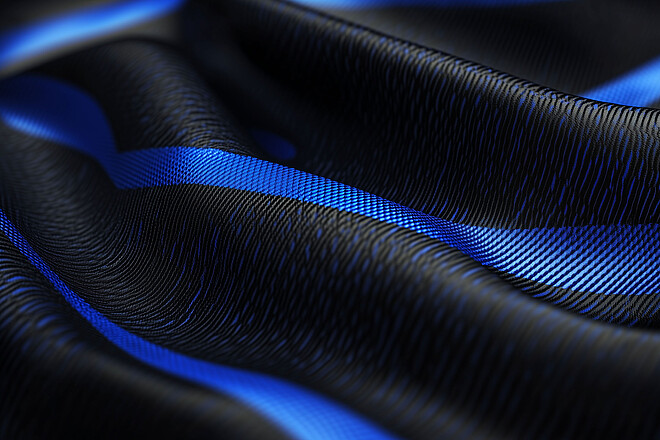 Technischer strapazierfähiger Stoff aus Recycling-Granulat mit intensiven blauen Streifen