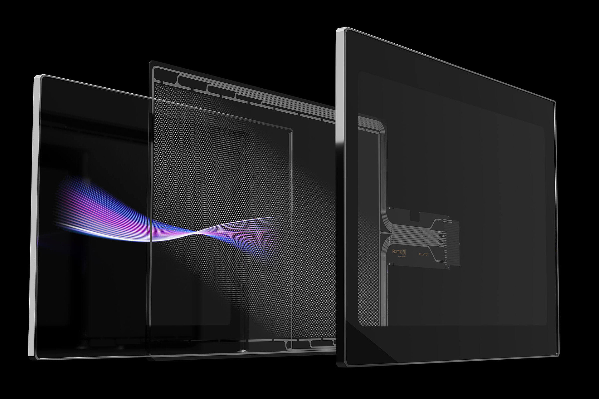 Die verschiedenen Schichten eines Kunststoff Displays