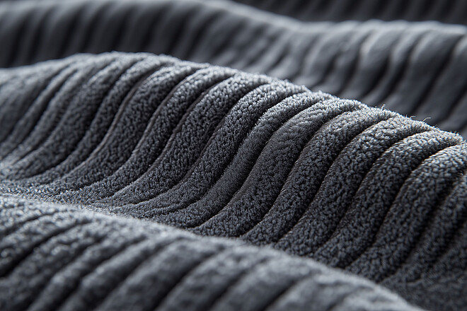 Grauer cordähnlicher Automotive Stoff aus Recycling-Granulat rPET von KURZ