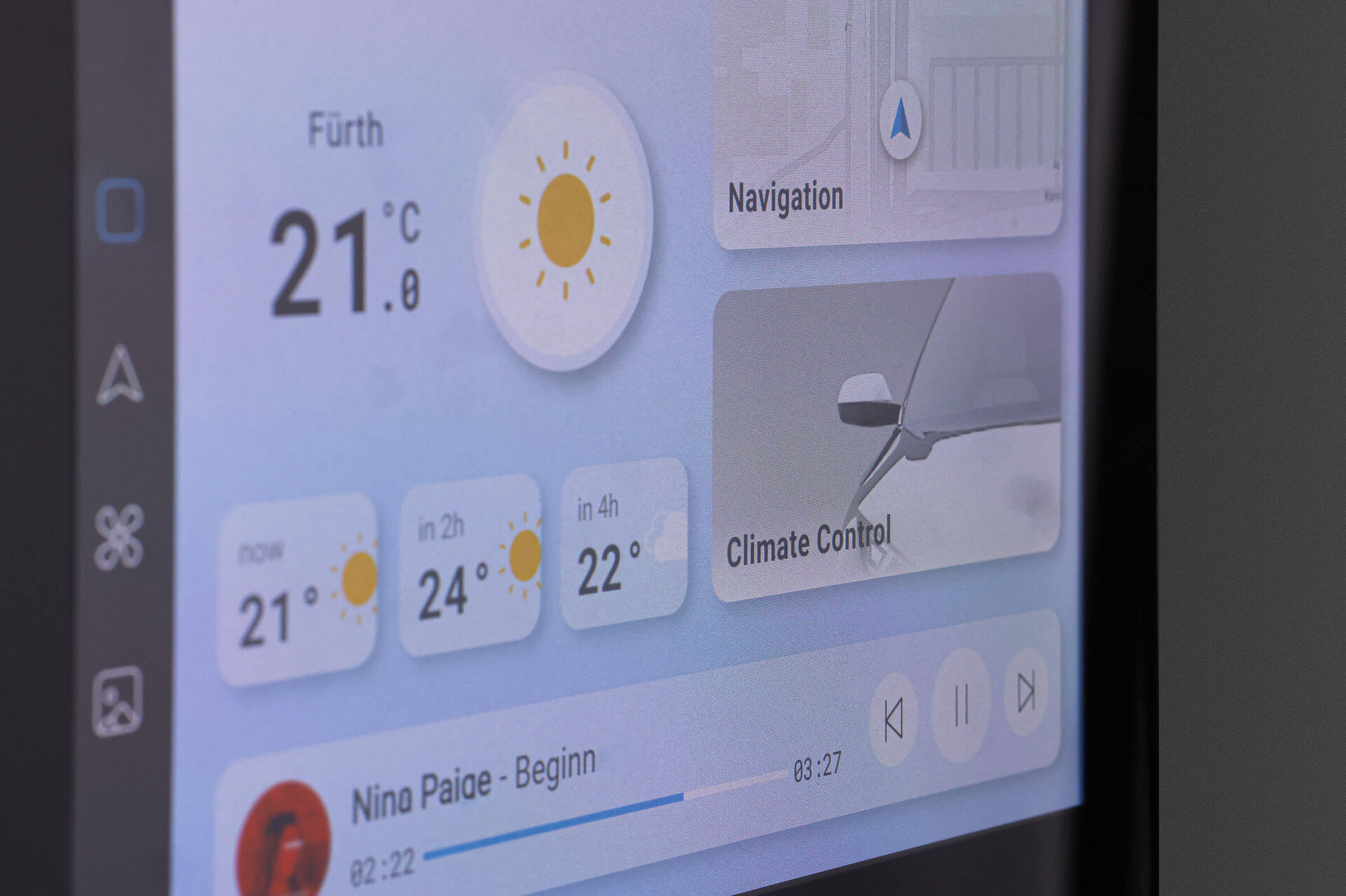 Close-up Touch-Bedienfeld rund ums Raumklima